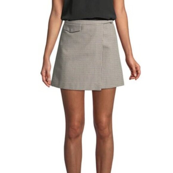 Theory - Fremont Plaid / Houndstooth Wrap Mini Skirt - Picture 9 of 9